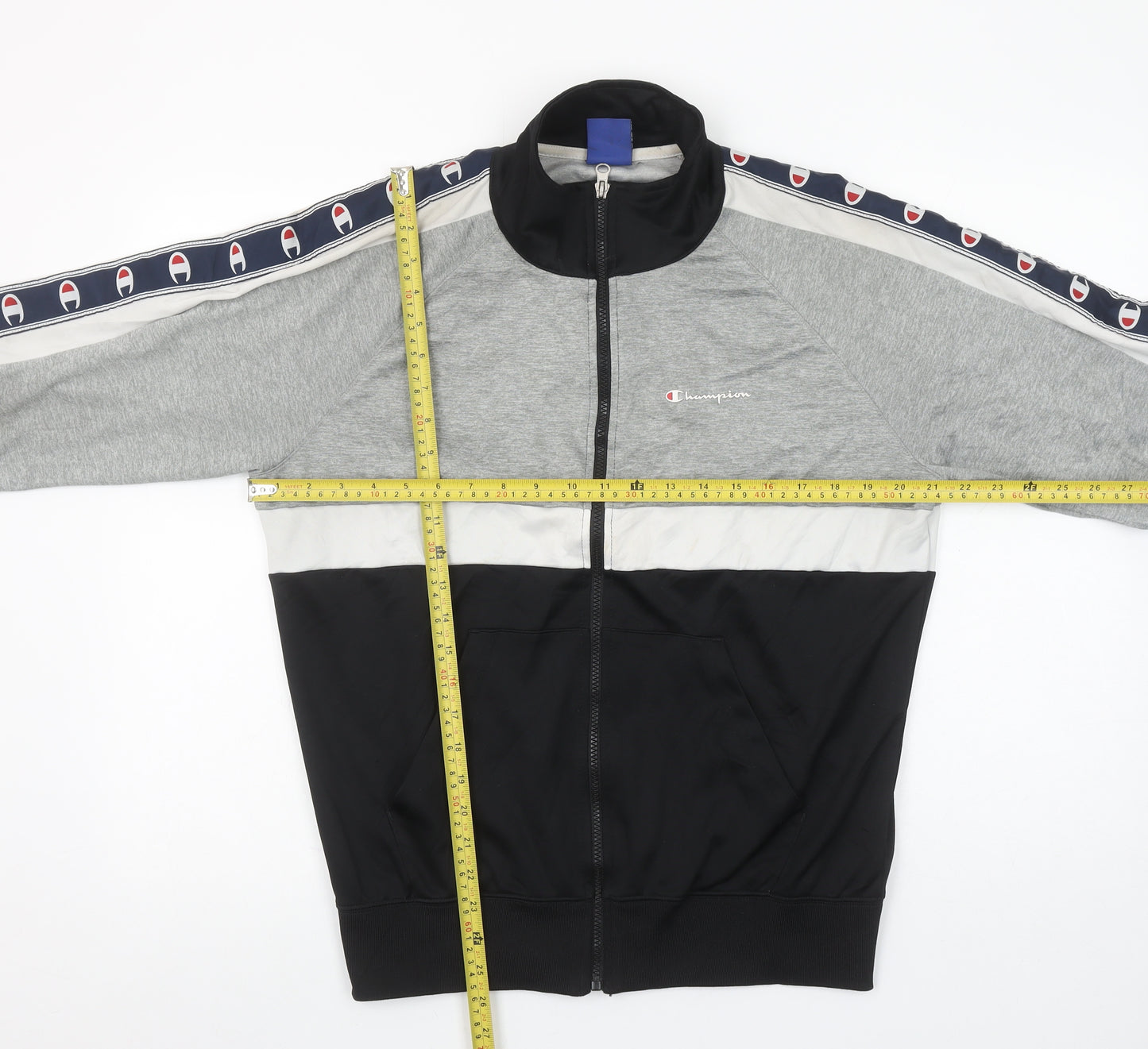 Champion Men’s Black Grey White Full Zip Sweatshirt Medium