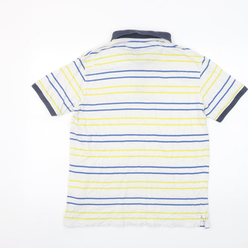 Allen Solly Men's White Striped Collared Cotton Polo Shirt L