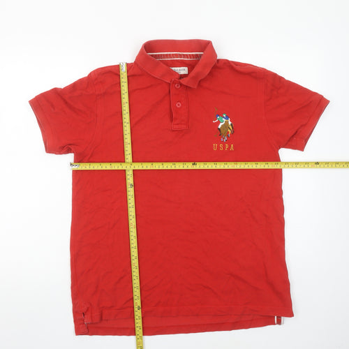 U.S. Polo Assn. Men's Red Cotton Embroidered Polo Shirt L