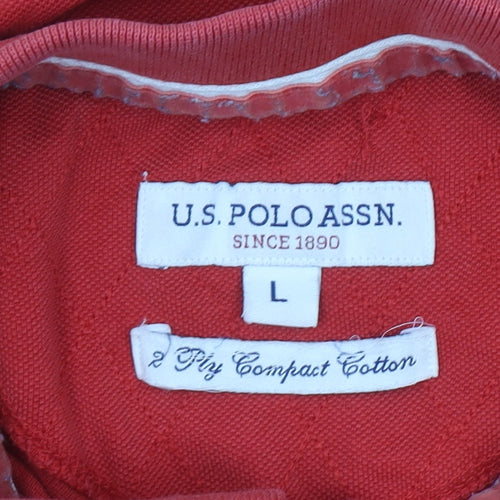 U.S. Polo Assn. Men's Red Cotton Embroidered Polo Shirt L