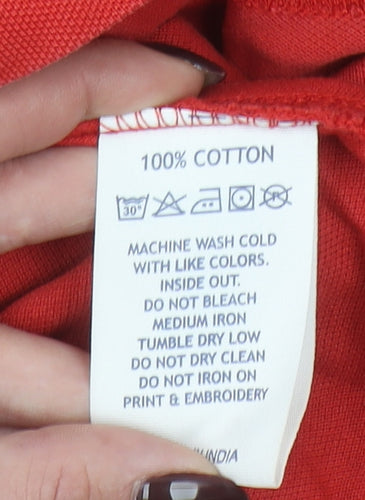 U.S. Polo Assn. Men's Red Cotton Embroidered Polo Shirt L