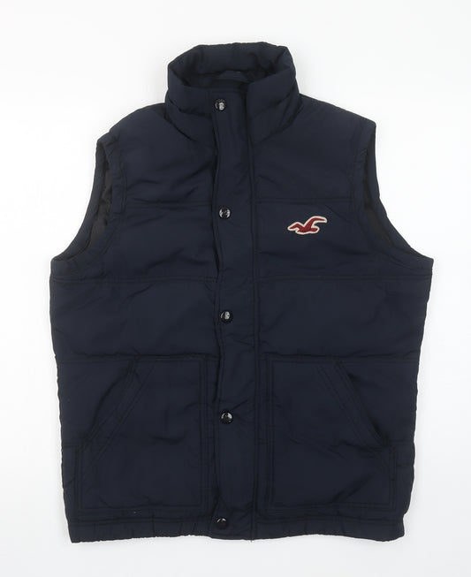 Hollister Men's Blue Puffer Waistcoat M Lined Feather Down Outdoor