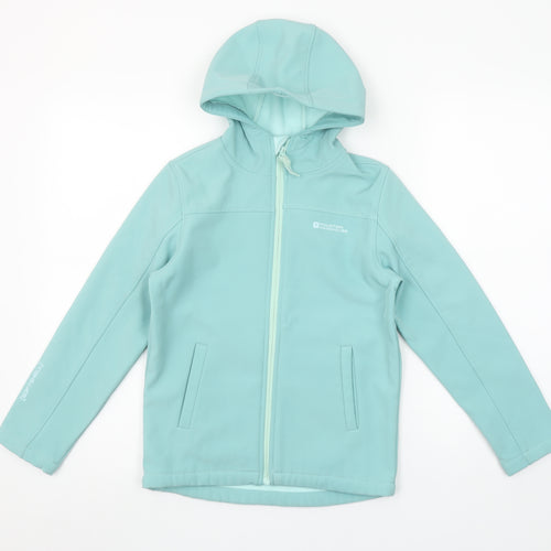 Mountain Warehouse Girls Blue Soft Shell Hooded Jacket 9-10 Years Water Resistant