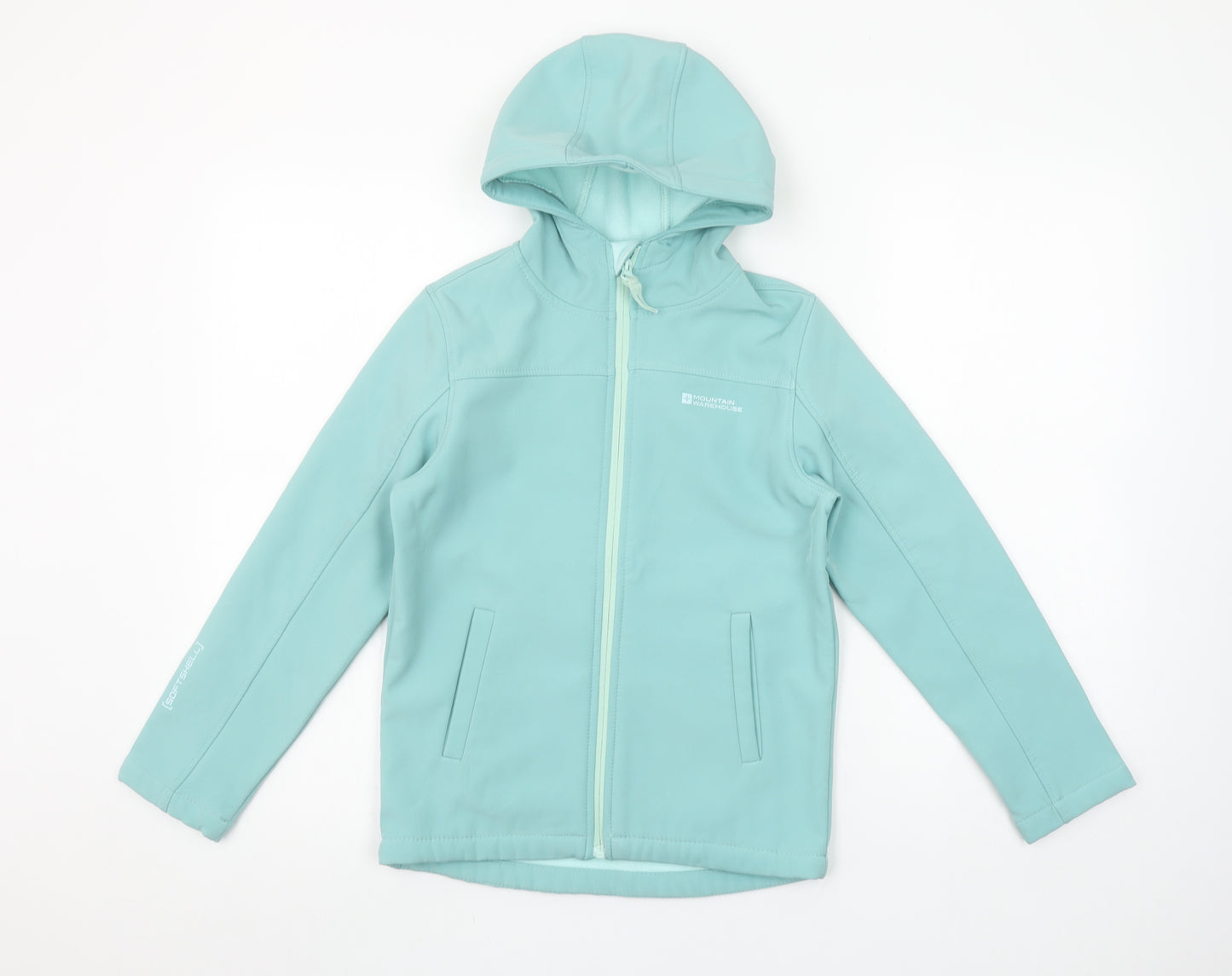 Mountain Warehouse Girls Blue Soft Shell Hooded Jacket 9-10 Years Water Resistant
