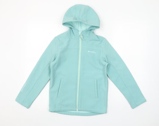 Mountain Warehouse Girls Blue Soft Shell Hooded Jacket 9-10 Years Water Resistant