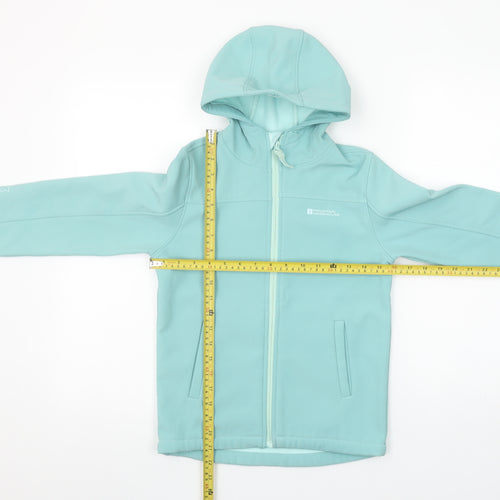 Mountain Warehouse Girls Blue Soft Shell Hooded Jacket 9-10 Years Water Resistant