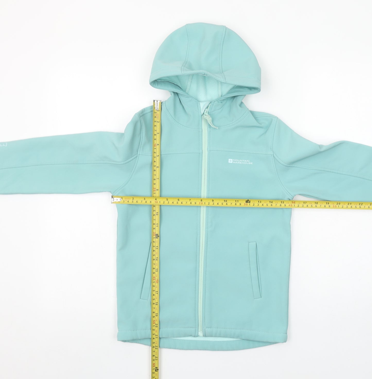 Mountain Warehouse Girls Blue Soft Shell Hooded Jacket 9-10 Years Water Resistant