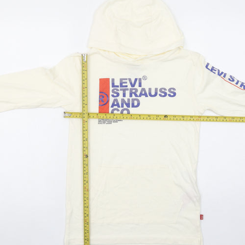 Levi's Boys Ivory Cotton Pullover Hoodie M 10-12 Years Graphic Print