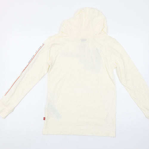 Levi's Boys Ivory Cotton Pullover Hoodie M 10-12 Years Graphic Print