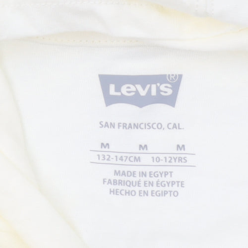 Levi's Boys Ivory Cotton Pullover Hoodie M 10-12 Years Graphic Print