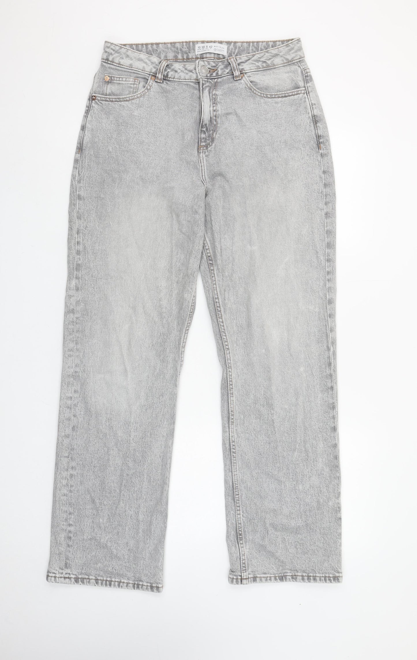 Primark Womens Grey High Rise Straight Denim Jeans Size 10