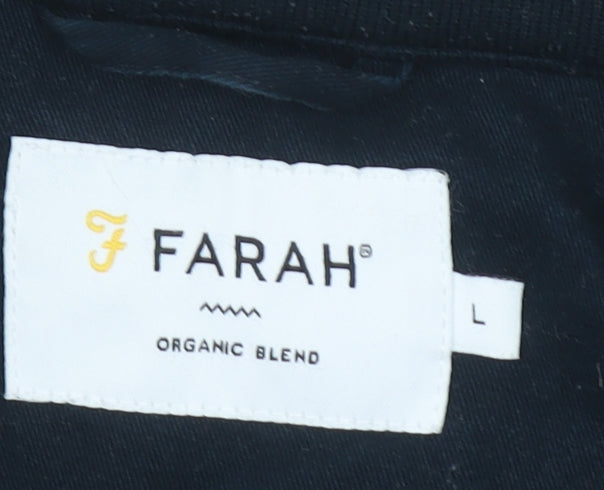 Farah Men's Black Organic Cotton Bomber Jacket L