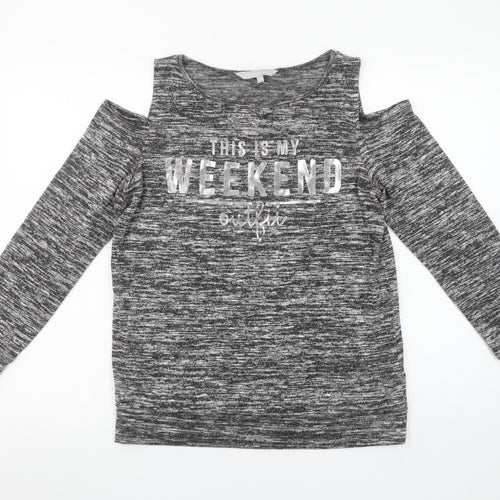 Red Herring Women's Grey Cold Shoulder Weekend T-Shirt Size 10