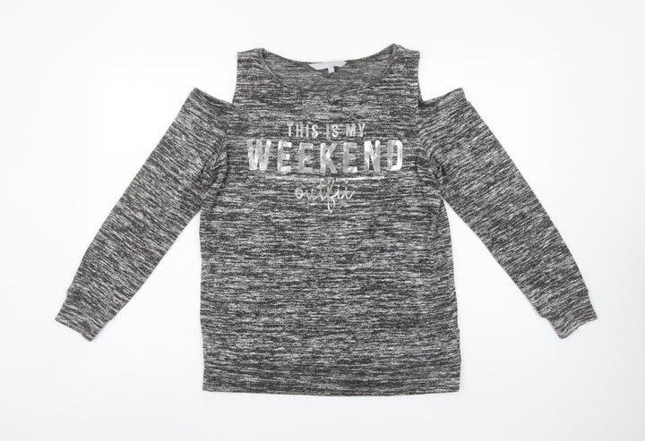 Red Herring Women's Grey Cold Shoulder Weekend T-Shirt Size 10