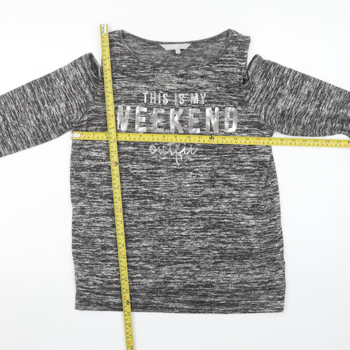Red Herring Women's Grey Cold Shoulder Weekend T-Shirt Size 10