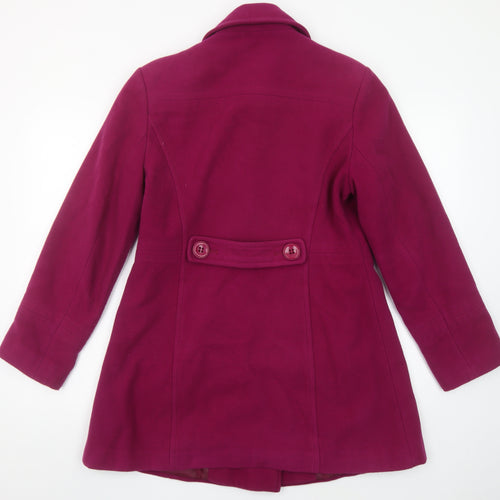 BHS Womens Pink Wool Blend Pea Coat Size 12 Mid-Length Winter