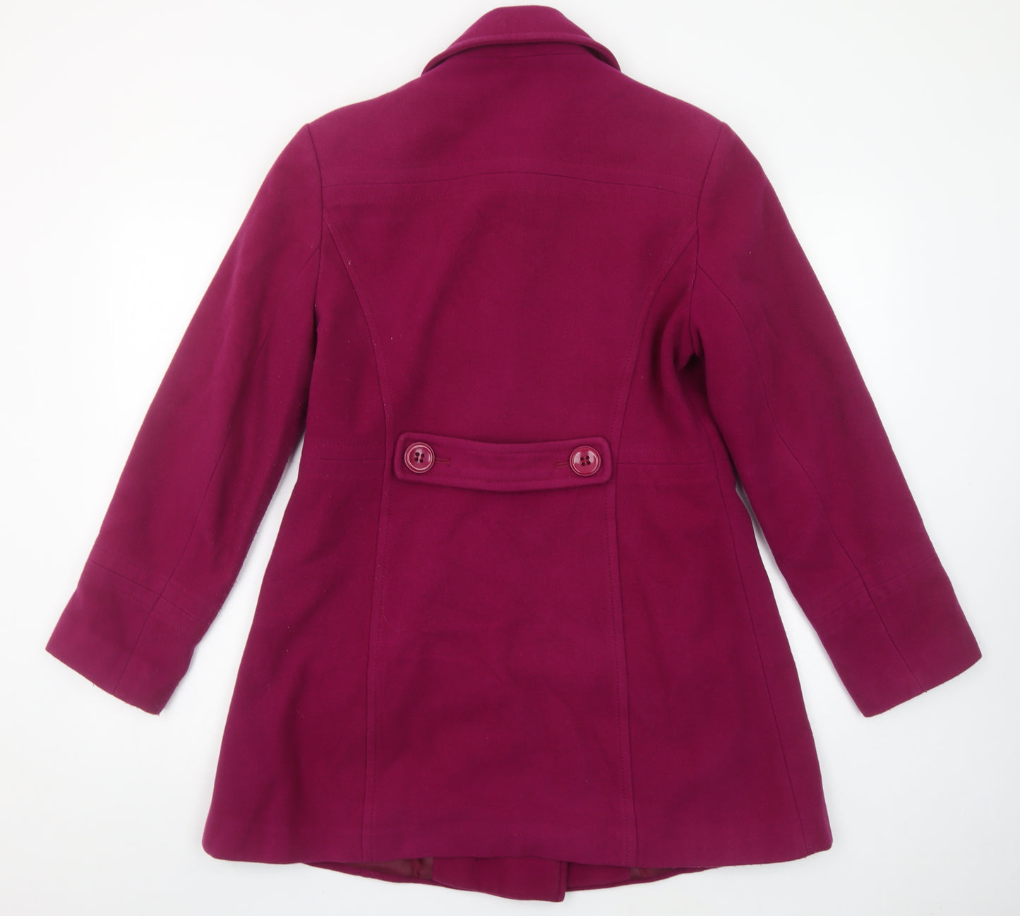 BHS Womens Pink Wool Blend Pea Coat Size 12 Mid-Length Winter