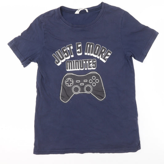 H&M Boys Blue 10-12 Years Gamer Graphic Cotton T-Shirt