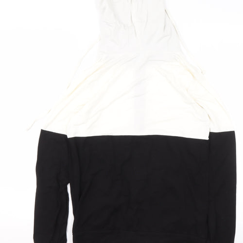 Chelsea Clark Women Black White Full Zip Hoodie M Colourblock Casual