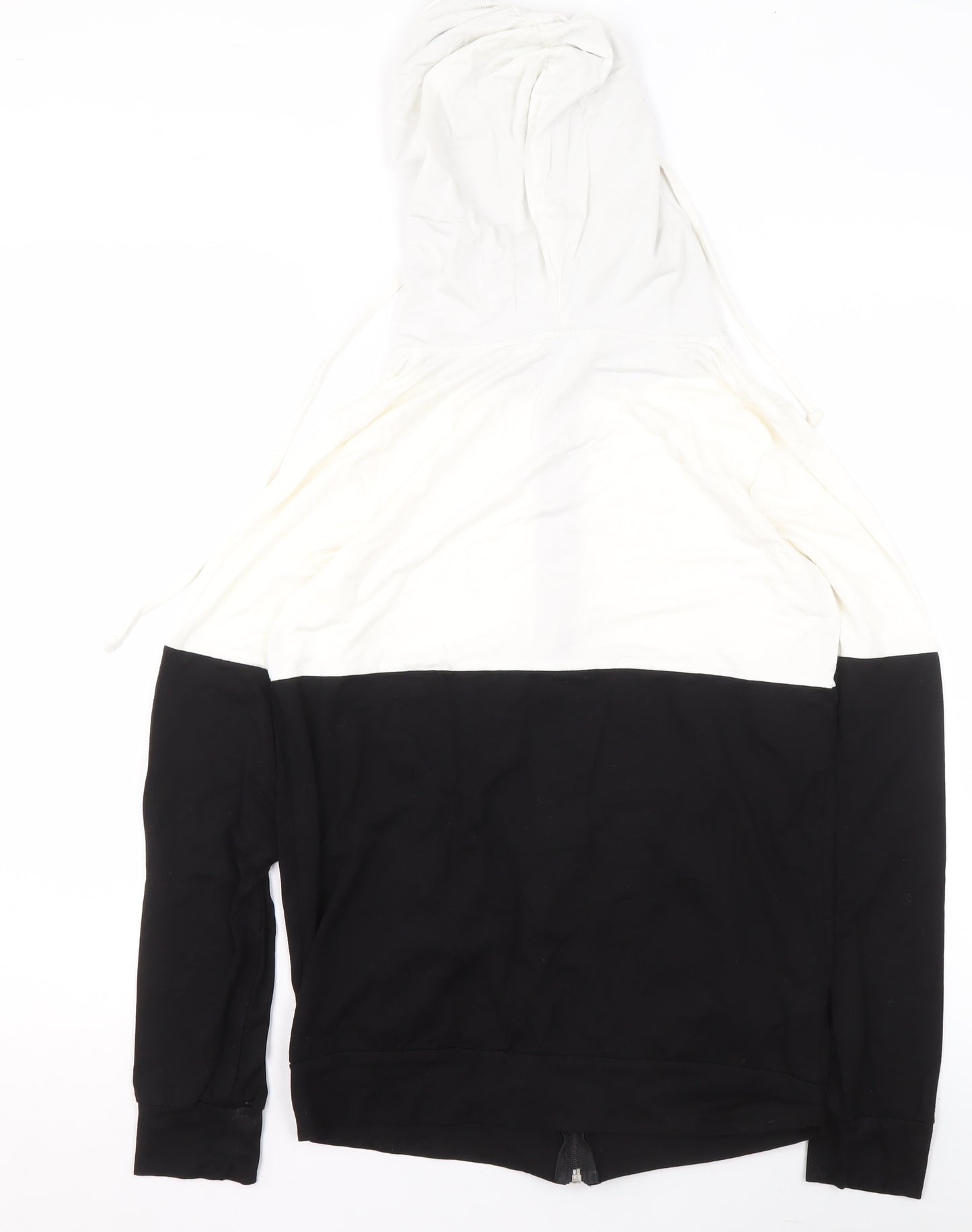 Chelsea Clark Women Black White Full Zip Hoodie M Colourblock Casual