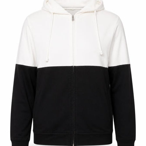 Chelsea Clark Women Black White Full Zip Hoodie M Colourblock Casual