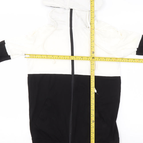 Chelsea Clark Women Black White Full Zip Hoodie M Colourblock Casual