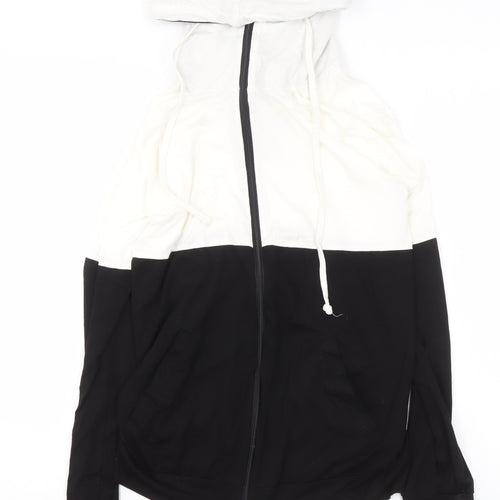 Chelsea Clark Women Black White Full Zip Hoodie M Colourblock Casual
