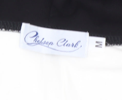 Chelsea Clark Women Black White Full Zip Hoodie M Colourblock Casual