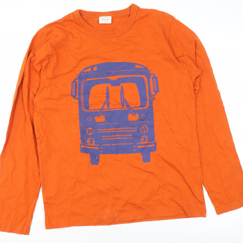 Mini Boden Boys Orange Bus Print Long Sleeve Cotton T-Shirt 13-14 Years