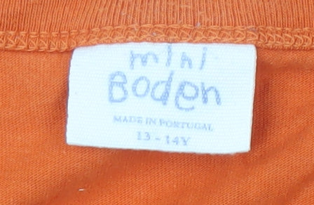 Mini Boden Boys Orange Bus Print Long Sleeve Cotton T-Shirt 13-14 Years