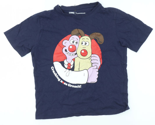 Comic Relief Aardman Boys Navy 7-8 Years Wallace & Gromit Cotton T-Shirt