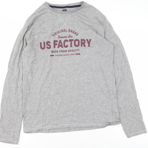 La Redoute Women Grey Long Sleeve T-Shirt Small Crew Neck Casual