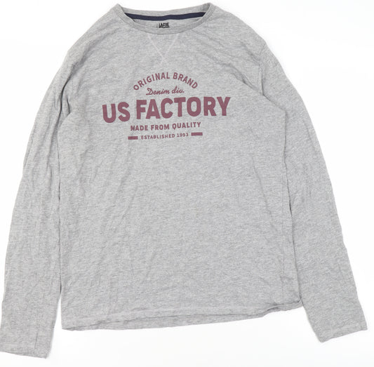 La Redoute Women Grey Long Sleeve T-Shirt Small Crew Neck Casual