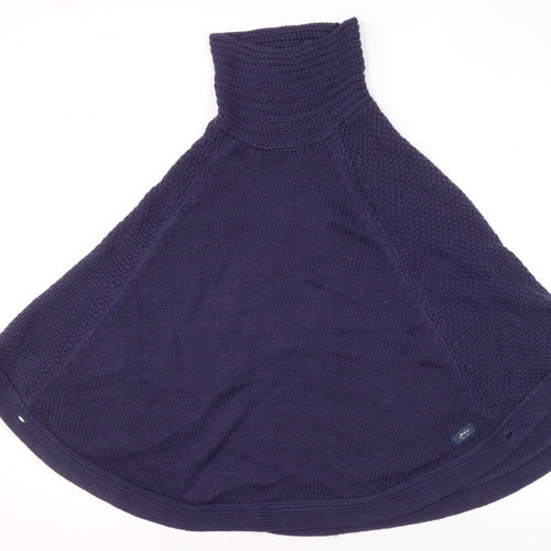 Joules Women's Blue Roll Neck Knit Cape Jumper 2XS Wool Blend