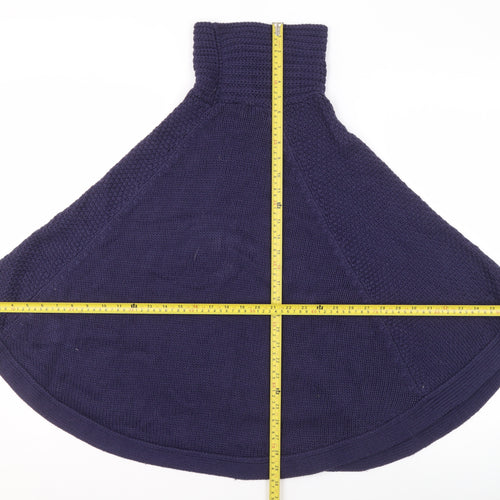 Joules Women's Blue Roll Neck Knit Cape Jumper 2XS Wool Blend