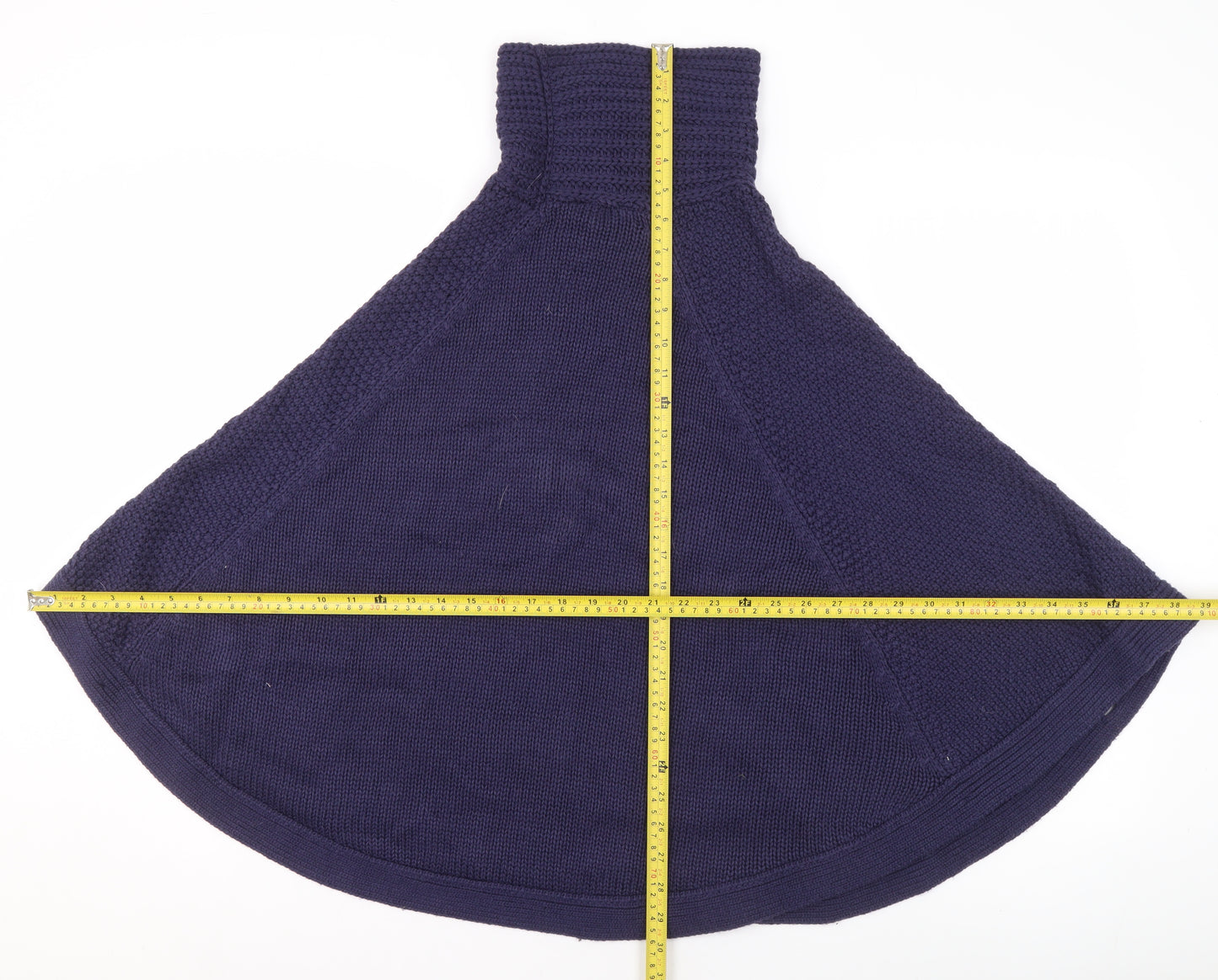 Joules Women's Blue Roll Neck Knit Cape Jumper 2XS Wool Blend