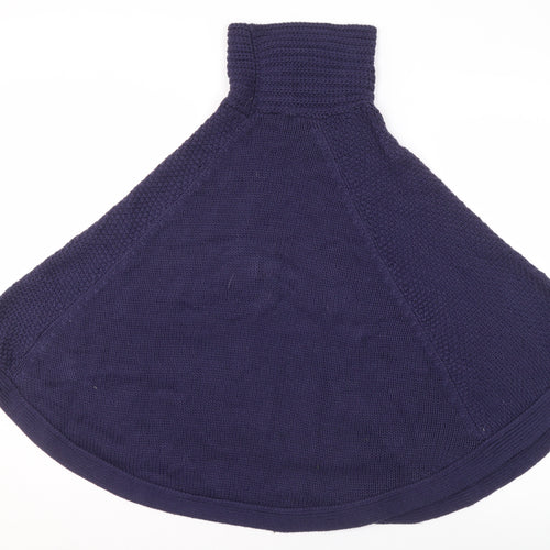 Joules Women's Blue Roll Neck Knit Cape Jumper 2XS Wool Blend