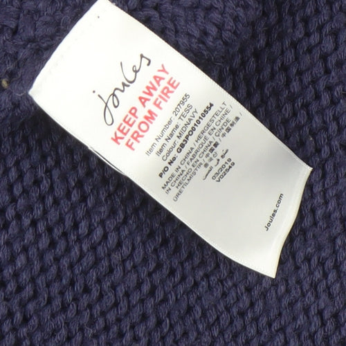 Joules Women's Blue Roll Neck Knit Cape Jumper 2XS Wool Blend