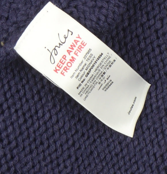 Joules Women's Blue Roll Neck Knit Cape Jumper 2XS Wool Blend