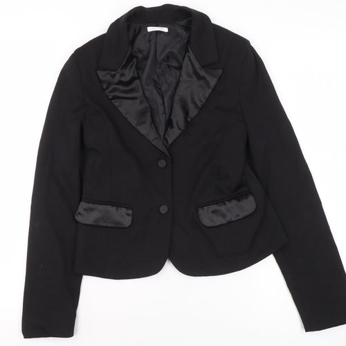 Miss Grant Girls Black Satin Lapel Cropped Blazer Jacket Size 146/152