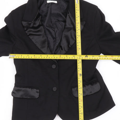 Miss Grant Girls Black Satin Lapel Cropped Blazer Jacket Size 146/152