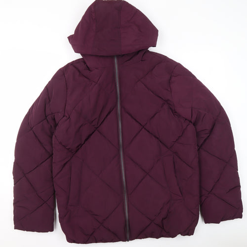 ASOS Womens Purple Quilted Hooded Puffer Jacket Size 8