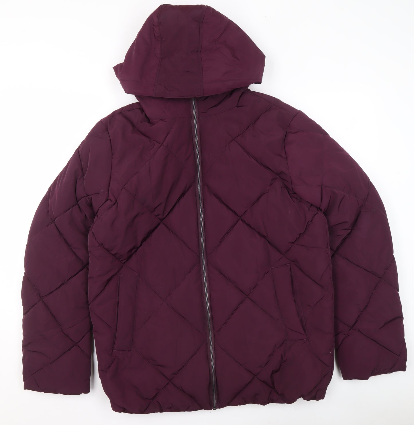 ASOS Womens Purple Quilted Hooded Puffer Jacket Size 8