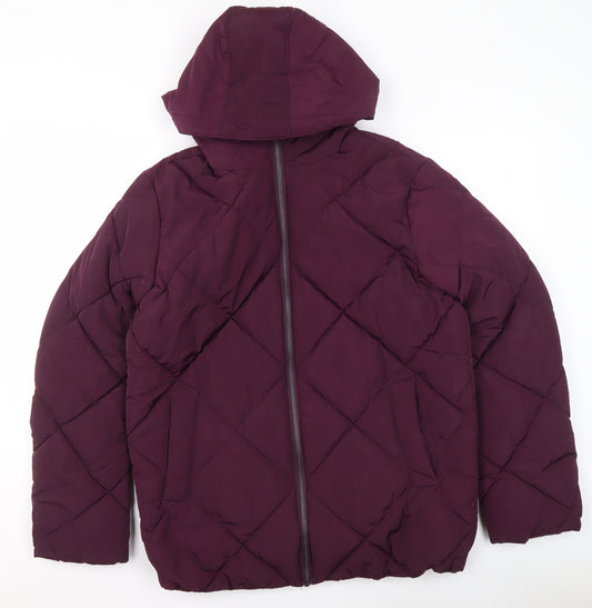 ASOS Womens Purple Quilted Hooded Puffer Jacket Size 8
