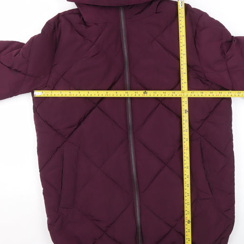 ASOS Womens Purple Quilted Hooded Puffer Jacket Size 8