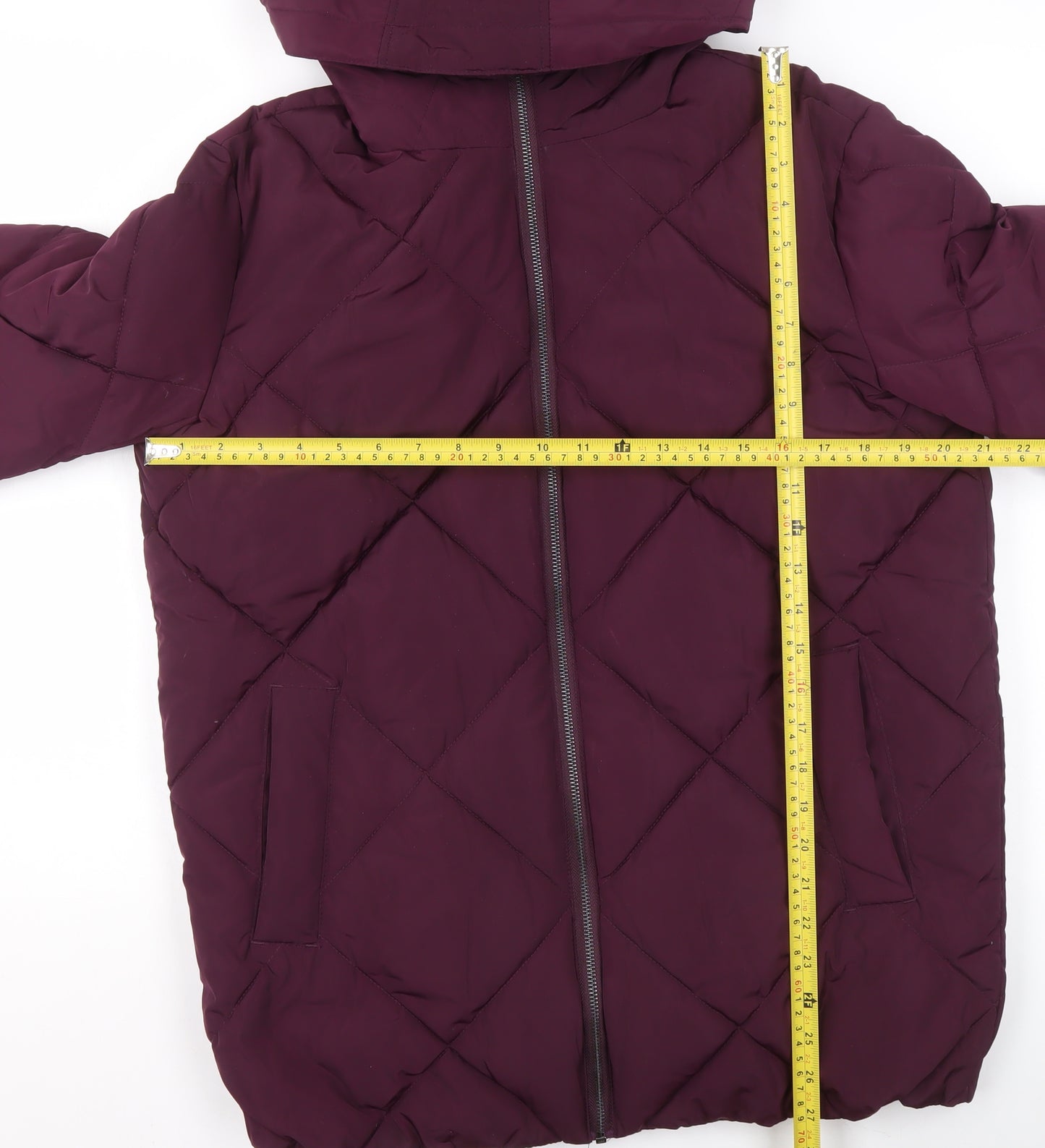ASOS Womens Purple Quilted Hooded Puffer Jacket Size 8