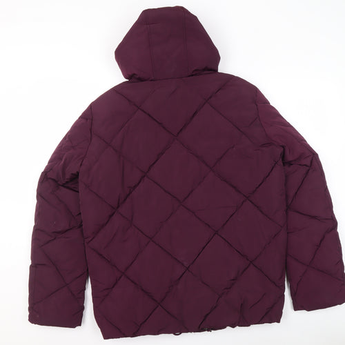 ASOS Womens Purple Quilted Hooded Puffer Jacket Size 8
