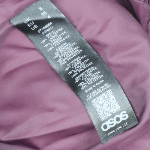 ASOS Womens Purple Quilted Hooded Puffer Jacket Size 8