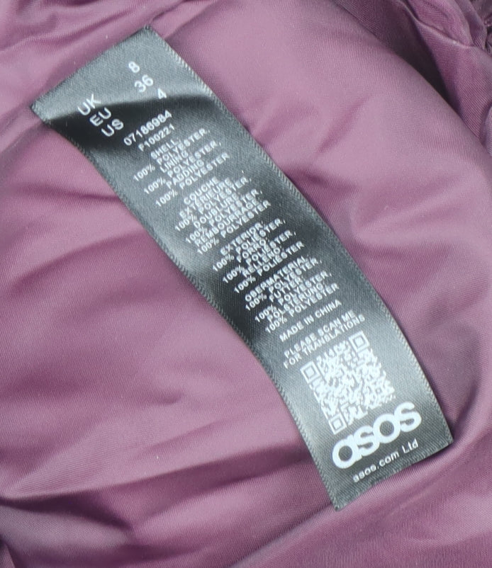 ASOS Womens Purple Quilted Hooded Puffer Jacket Size 8