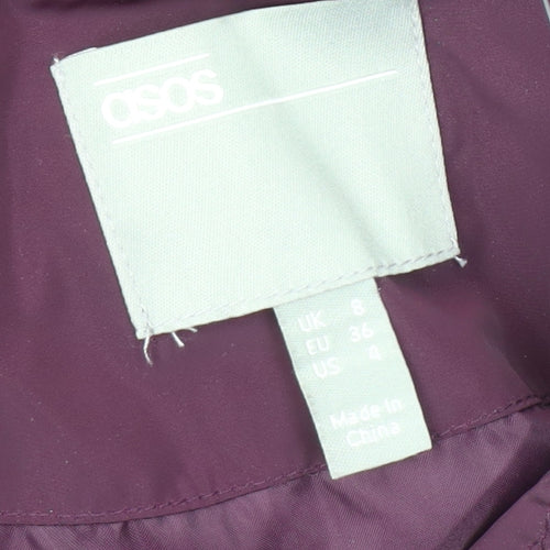 ASOS Womens Purple Quilted Hooded Puffer Jacket Size 8